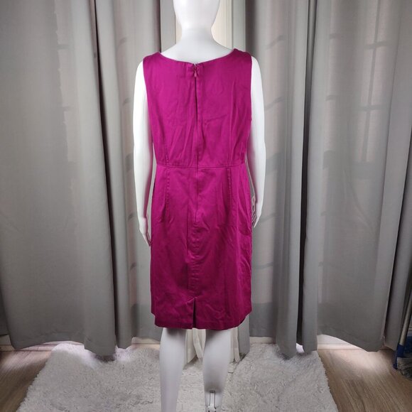 Mossimo Magenta Cotton Blend Pleated Sleeveless Sheath Back Zip Dress 16 - Picture 4 of 11